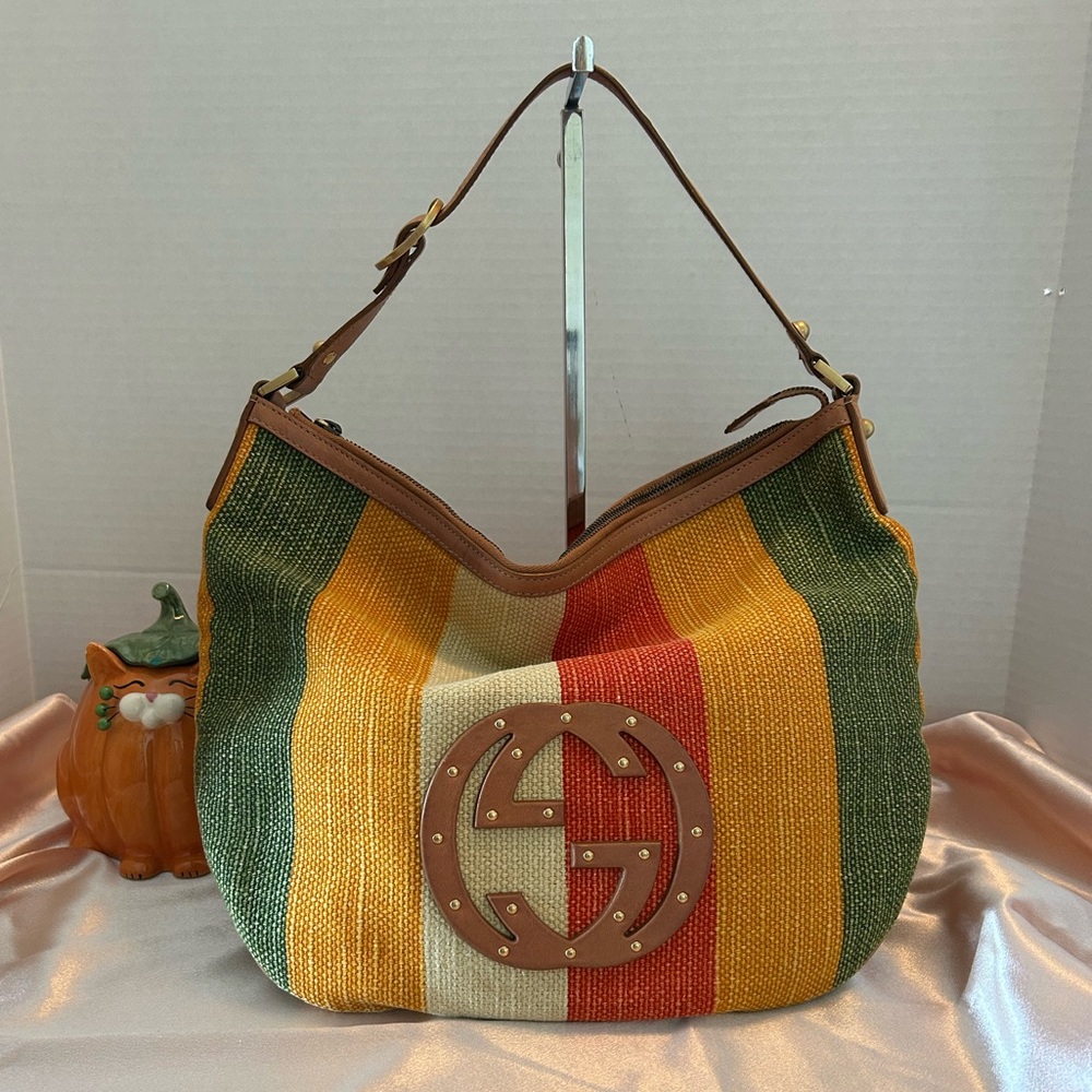 Gucci Blondie Striped Hobo Bag